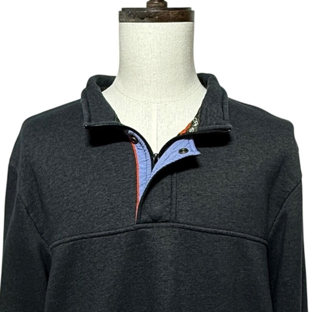 Orvis Sweatshirt Mens XXL Gray Pullover 1/4 Button Sweater Fleece Lined Gorpcore